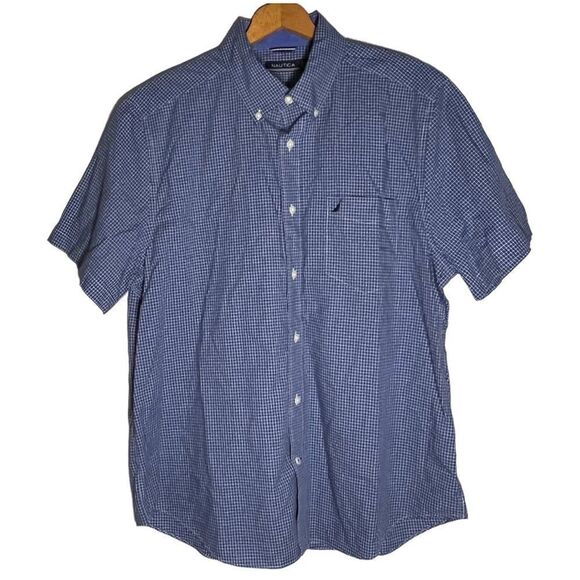 NAUTICA BUTTON Down Shirt, Blue Plaid size L - Picture 1 of 6
